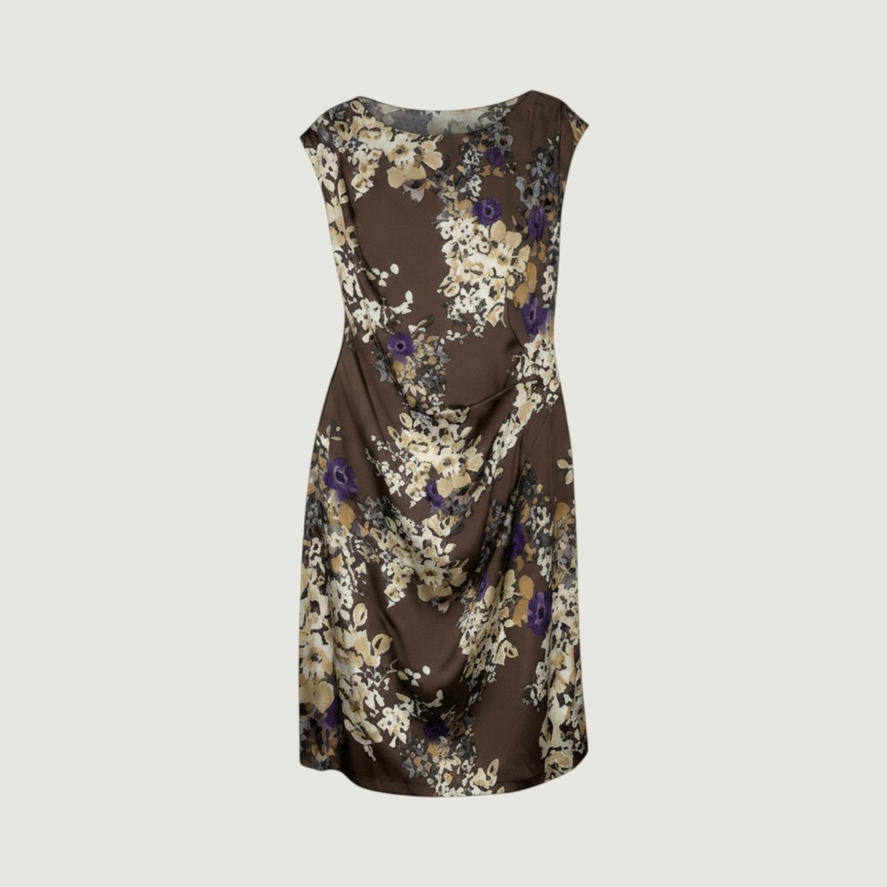 Suzi Chin Maggy Boutique Floral Draped Sheath Dress Hematite 16W 82137W